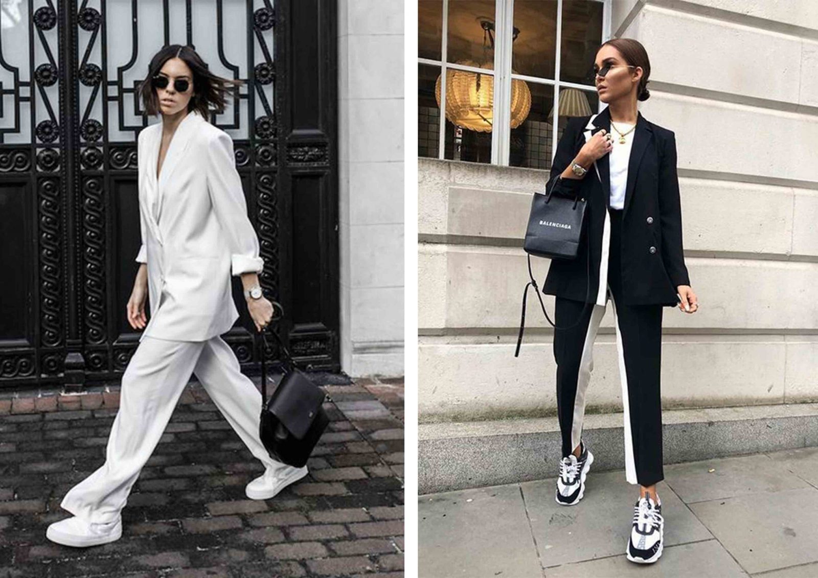 white sneakers with suit