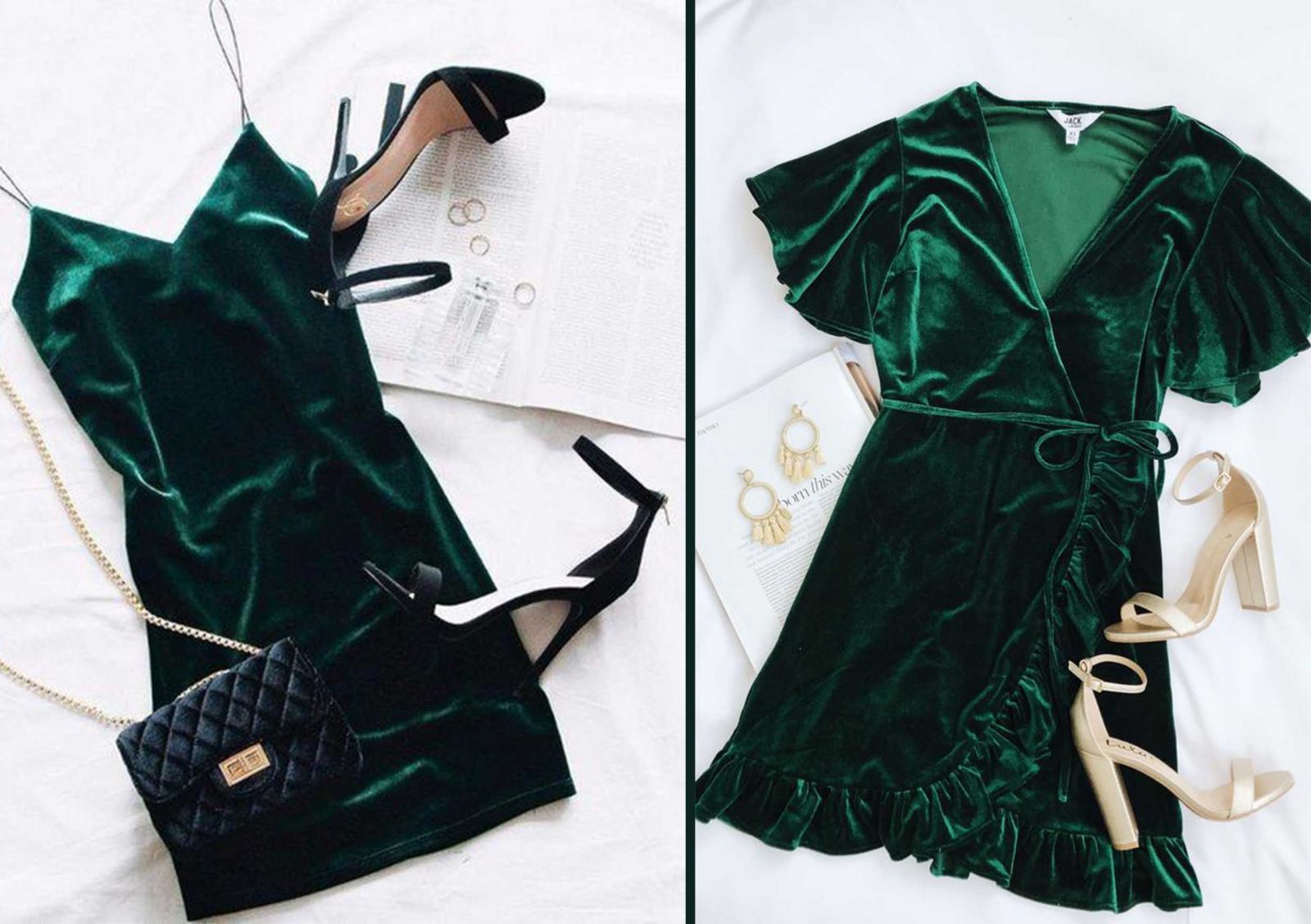 Green Velvet Dress - FashionActivation