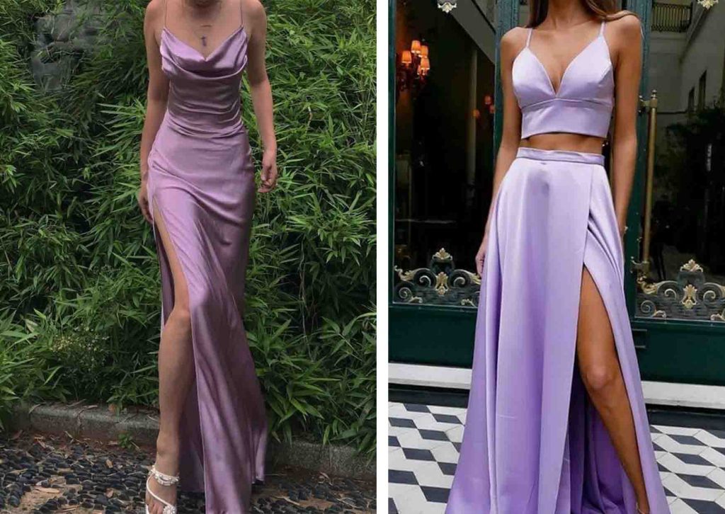 purple satin bridesmaid dresses