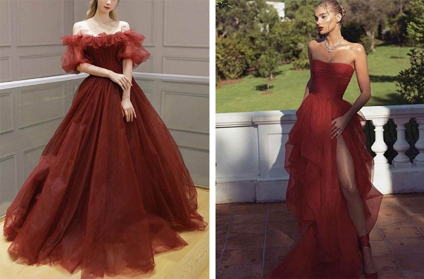 burgundy prom dresses