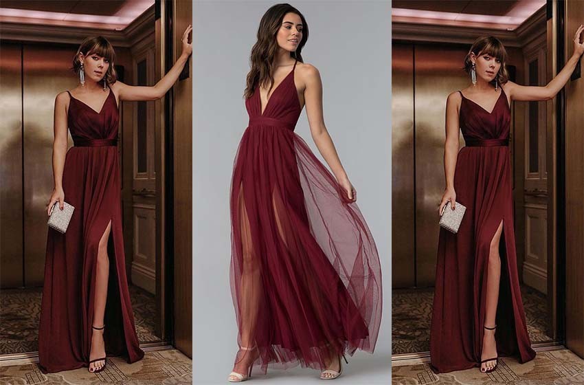 burgundy prom dresses