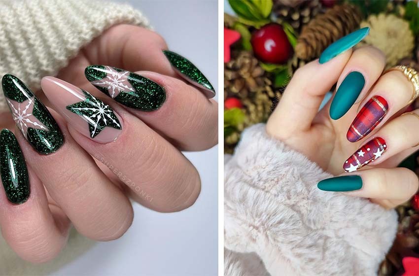 green christmas nails