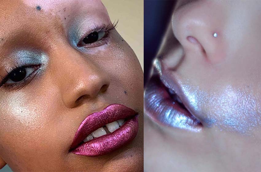 90s rave makeup glitter lips
