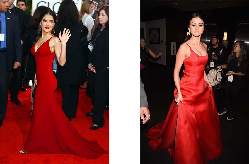 Selena Gomez and Salma Hayek red dress
