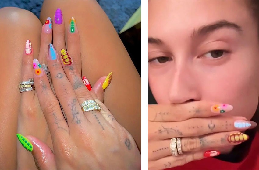 Hailey Bieber’s Abstract Nails