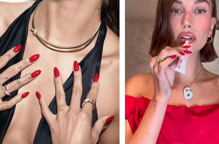 Hailey Bieber’s Red Nails