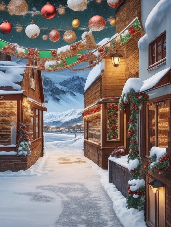 bakery with christmas decorations