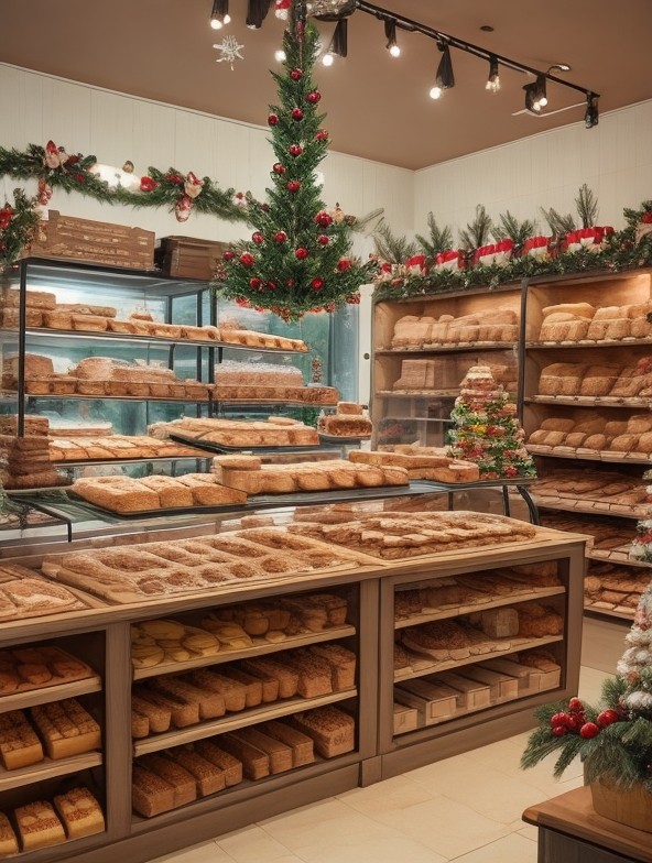 magical bakery with christmas decorations