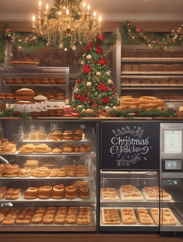 magical bakery with christmas decorations