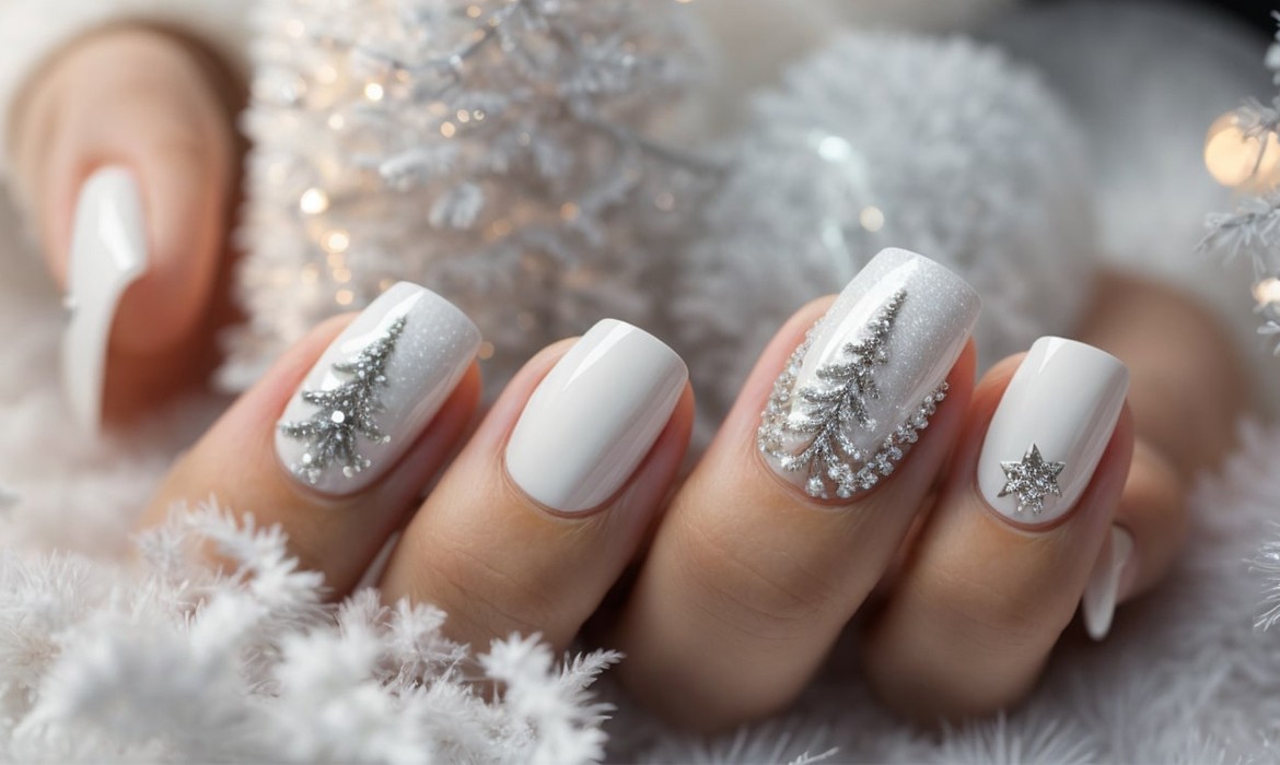 white christmas nails cover