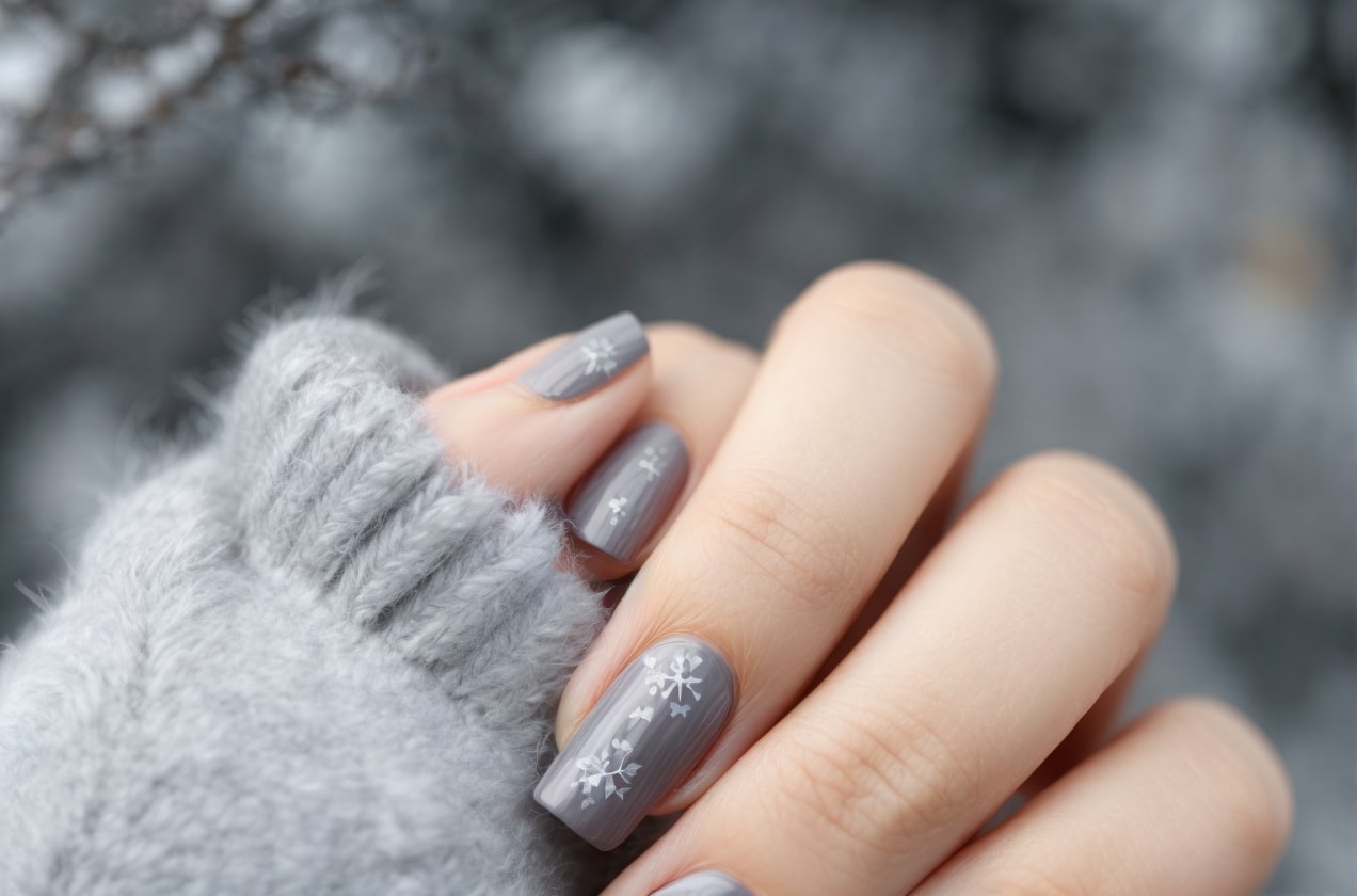 Winter Gray Nails