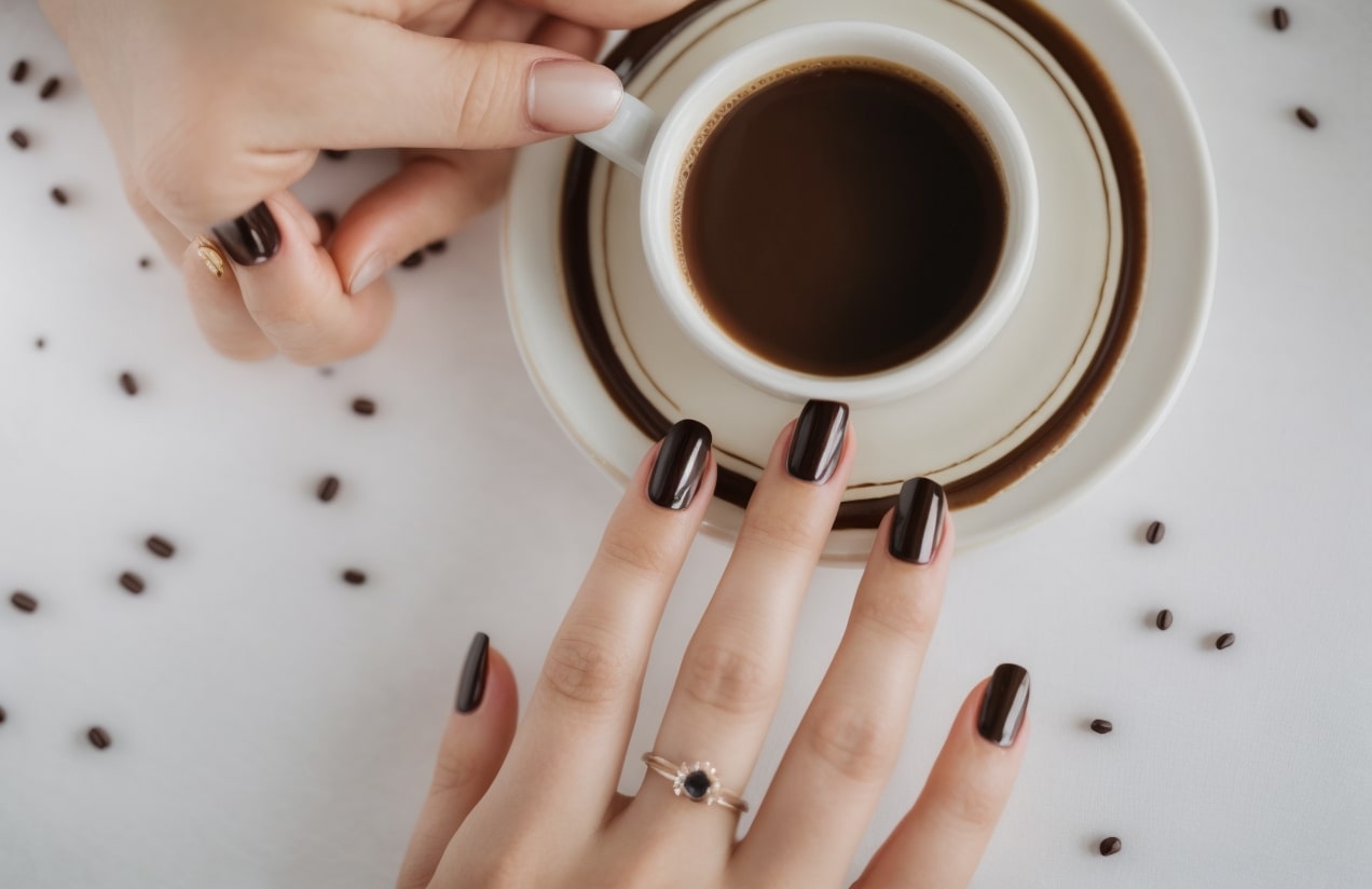 Coffee-Inspired Winter Nails