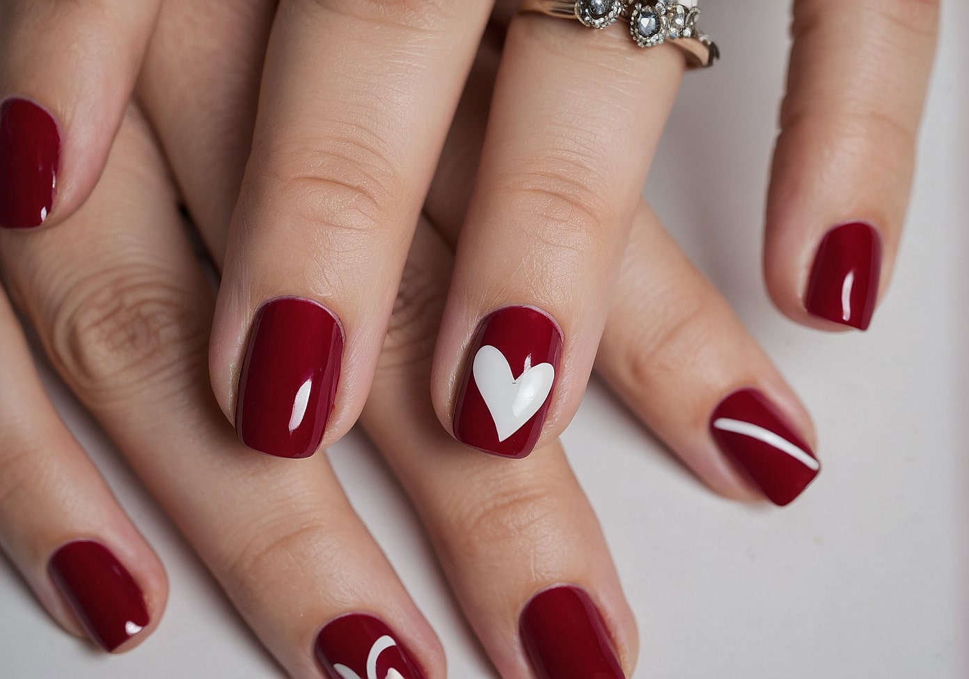 red valentines day nails