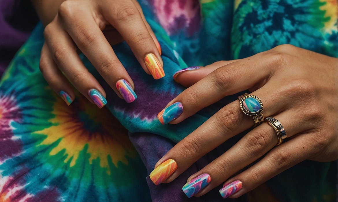 Colorful summer nails with abstract patterns